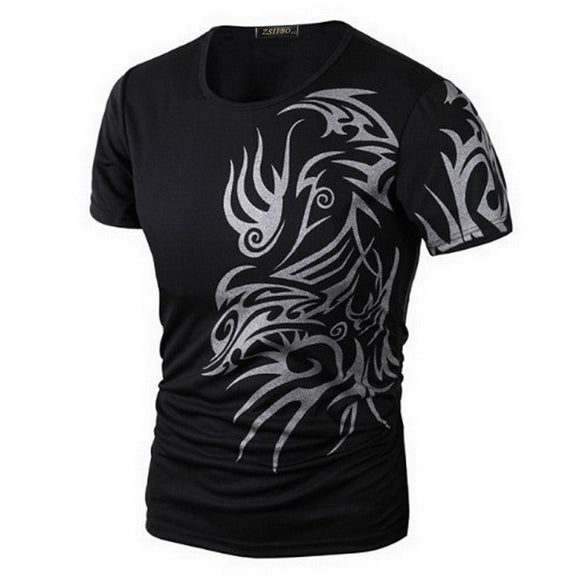 Classical Fast Dry Leisure Novelty Dragon Tatoo Print T-Shirts for Men