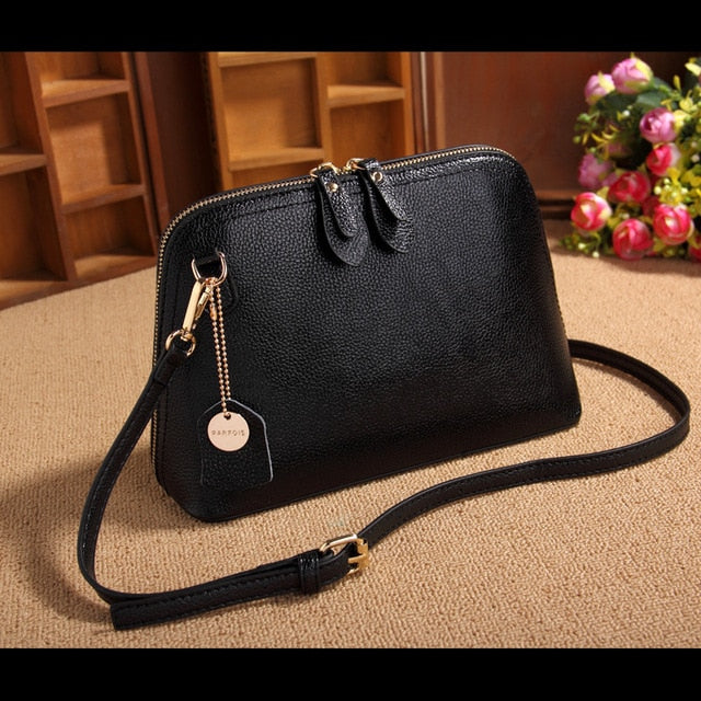 New Genuine Leather Clasp Lock Shoulder Handbag | Charm Women Cross-body Bag