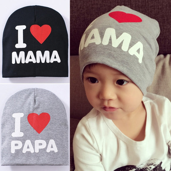 Baby Knitted Warm Cotton Beanie Hat | I LOVE PAPA MAMA Print Baby Hats