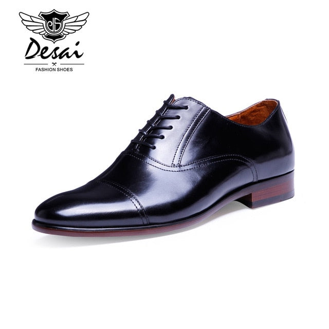 Full Grain Leather Business Men Dress Shoes | Retro Patent Leather Oxford Shoes For Men