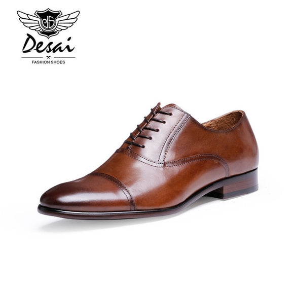 Full Grain Leather Business Men Dress Shoes | Retro Patent Leather Oxford Shoes For Men