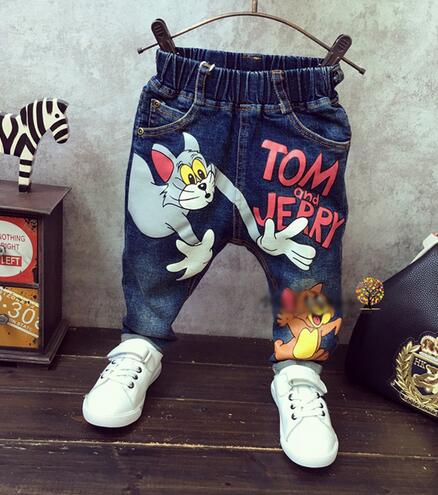 New Spring Autumn Children Jeans Trouser | 1-7 Years Baby Boys & Girls Casual Jeans Cartoon Cat Hole Jeans Pant