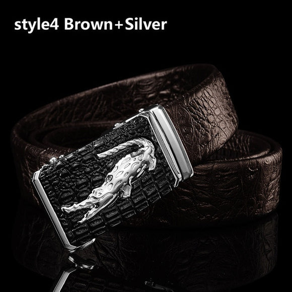 High Quality Genuine Leather Strap Luxury Crocodile Silver Gold Belts