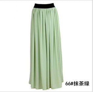 Designer Style Chiffon Candy Color Long High Quality Skirt for Women