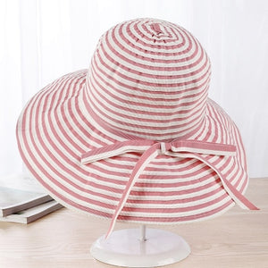 Big Brim Striped Beach Summer Hat for Women