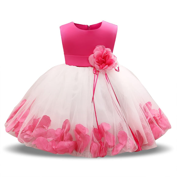 Flower Baby 1st & 2nd Birthday Outfit Dress | Newborn Baby Girl Baptism Wedding Gown