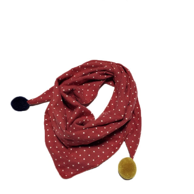 Spring Baby Girl Dot Plaid Triangle Scarves | Autumn & Winter Girls Cotton Neck Collars Warm Kids Neckerchief