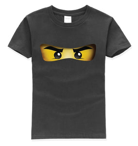 Ninja Cartoon Pattern 100% Cotton O-neck Short Sleeve T-Shirts