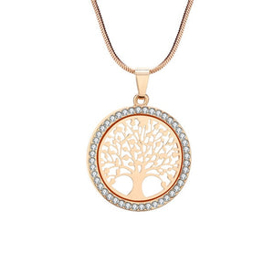 Hot Tree of Life Crystal Round Small Pendant Necklace Women Jewelry