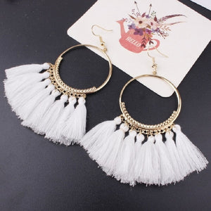 Ethnic Big Drop Earrings For Women | Bohemia Cotton Rope Long Fringe Trendy Jewelry