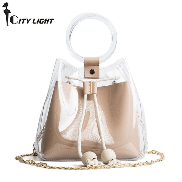 Summer Beach Plastic Handbag for Women | Chains Jelly Silicone Round Handle Transparent Bag