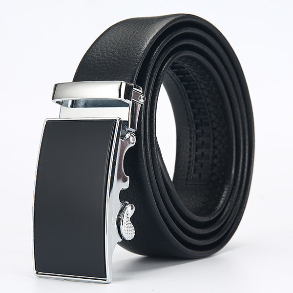 Automatic Genuine Leather Luxury Men's Black Belt | Automatic Buckle High Quality Belt for Men