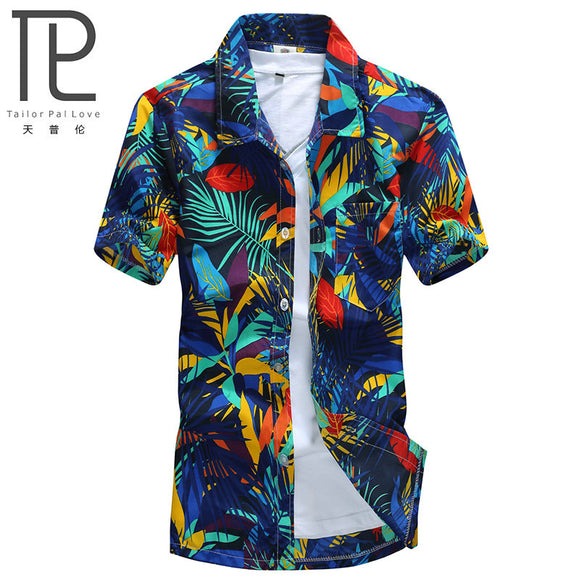 Hawaiian Casual Printed Beach Short Sleeve Shirt for Men