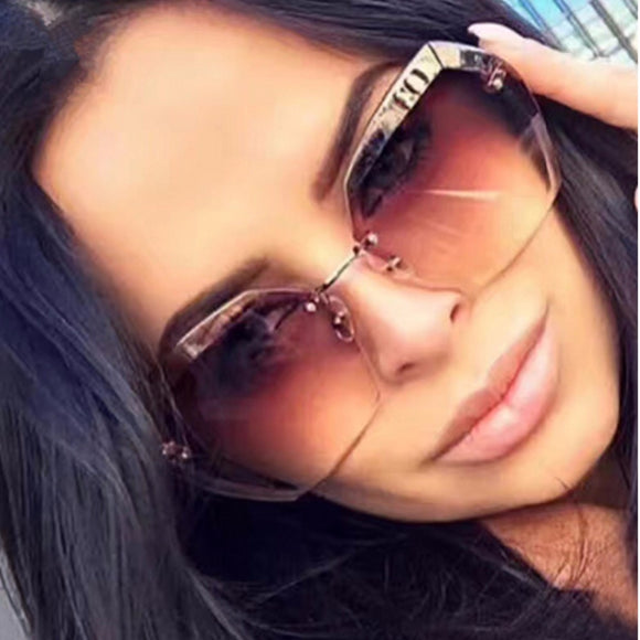 Luxury Vintage Rimless Sunglasses for Women | Over-sized Sunglasses for Female