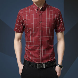 Summer Fashion Men's Short Sleeve Cotton Social Shirt