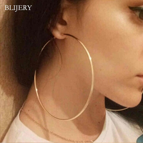 Trendy Large Hoop Big Smooth Circle Earrings | Celebrity Branded Loop Earrings for Women