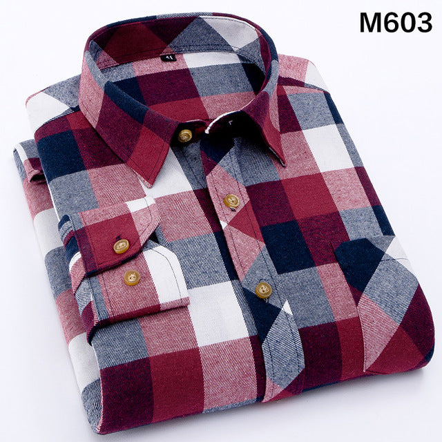 Flannel Plaid Cotton Long Sleeve High Quality Shirt for Men