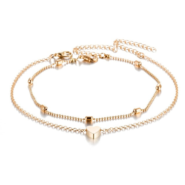 Heart Shape Ankle Bracelet Leg Chain for Women