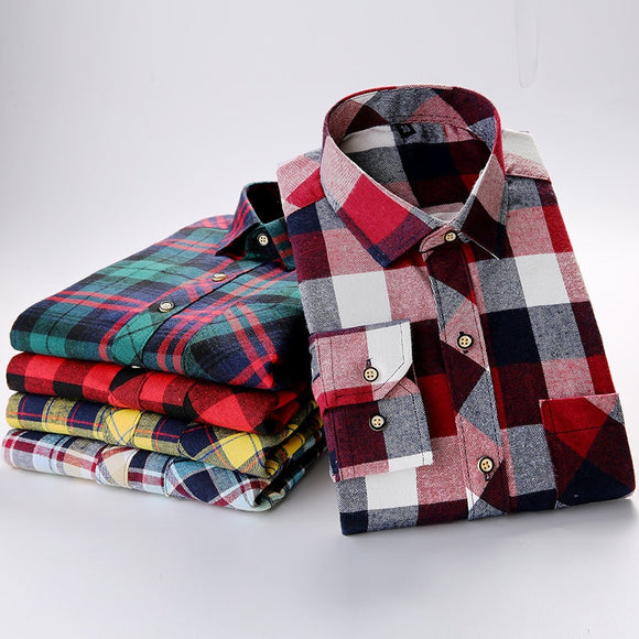 Flannel Plaid Cotton Long Sleeve High Quality Shirt for Men