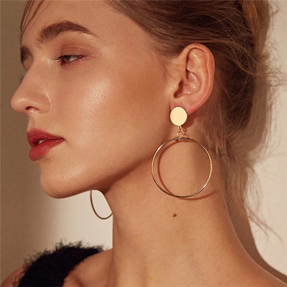 Geometric Big Round Hollow Drop Earrings for Women