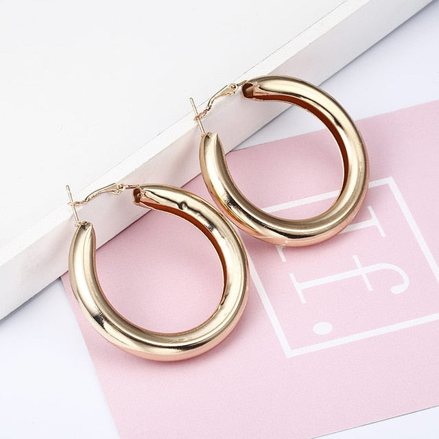 Geometric Big Round Hollow Drop Earrings for Women