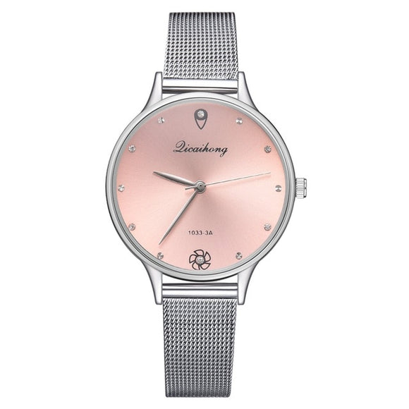 Luxury Dial Bracelet Quartz Women's Watch | Fashionable Silver Metal Belt Watch For Ladies