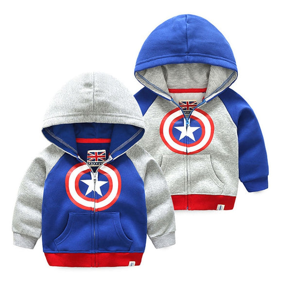 Spring Autumn Cotton Hooded Casual Zipper Top for Boys & Girls