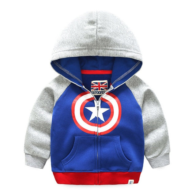 Spring Autumn Cotton Hooded Casual Zipper Top for Boys & Girls