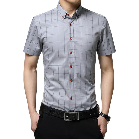 Summer Fashion Men's Short Sleeve Cotton Social Shirt