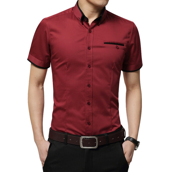 Summer Business Short Sleeves Turn-Down Collar Men's Shirt