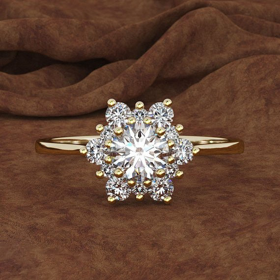 Female Snowflake Crystal Zircon Stone Vintage Wedding Ring