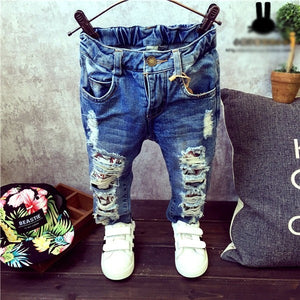 New Broken Hole Jeans for Kids | Baby Boys & Girls Branded Ripped Fashion Jeans (2-7 Years)