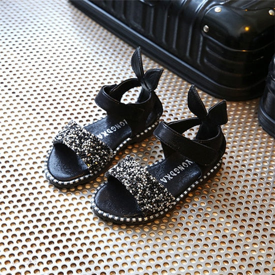 Baby Girl Bling Shiny Rhinestone Sandals | Rabbit Ear Girls Shoes