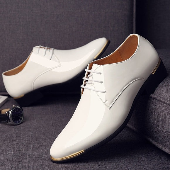 New Men Patent Leather Oxford Wedding Shoes | Dress Pointed Business Shoes for Men