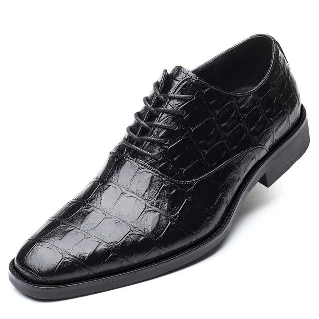 PU Leather Classic Men Shoes For Wedding | Easy Wear Men Pointed Toe Lace-Up Business Shoes