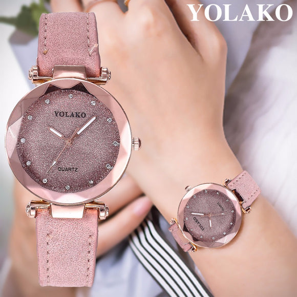 Women Romantic Starry Sky Leather Wrist Watch