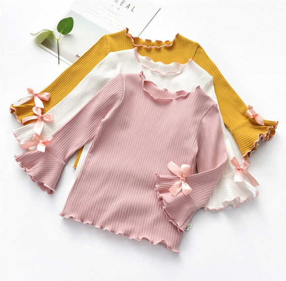 New Spring Fall Winter Shirts for Girls | Long Sleeve Lace Bow Baby Girl Top T-Shirt