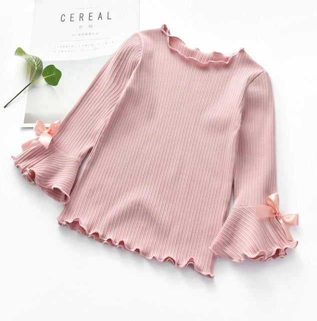 New Spring Fall Winter Shirts for Girls | Long Sleeve Lace Bow Baby Girl Top T-Shirt