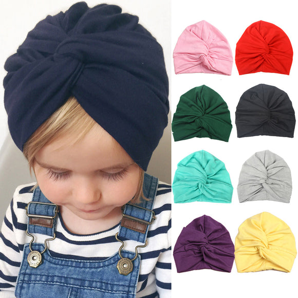 Cute Baby Boys & Girls Cotton Soft Turban Twisted Knot Beanies Hat | Toddler Newborn Kids Caps