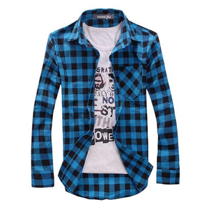 Men's Plaid Button Down Casual Check Shirt