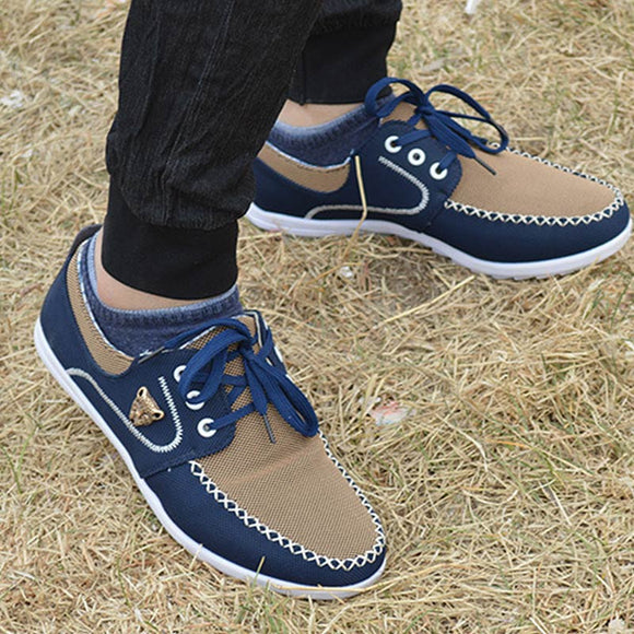 Men's Leather Flat Lace-up Driving Shoes