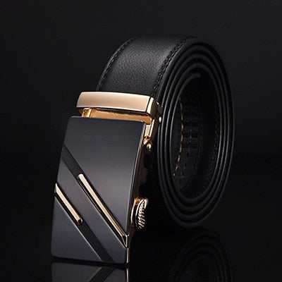 Leather Strap Automatic Buckle Belts for Men