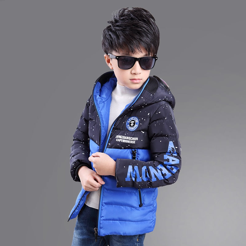 Boys Winter Hooded Cartoon Padded Jacket