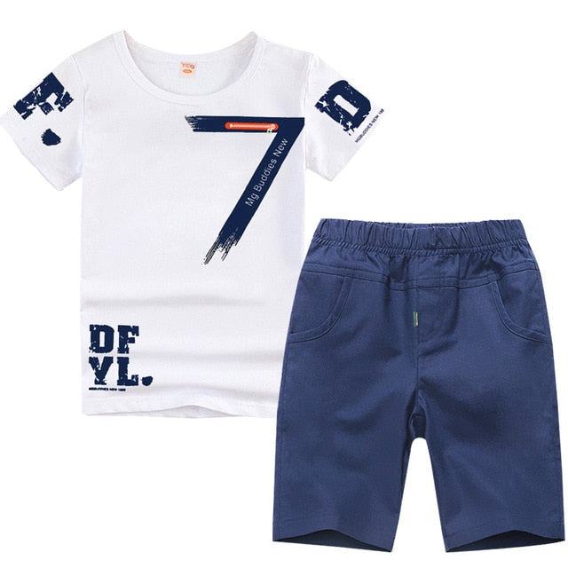 Boys Summer Fashionable Sport Suit Set | Casual Short Sleeve O-neck Clothing Set T-Shirt + Pant