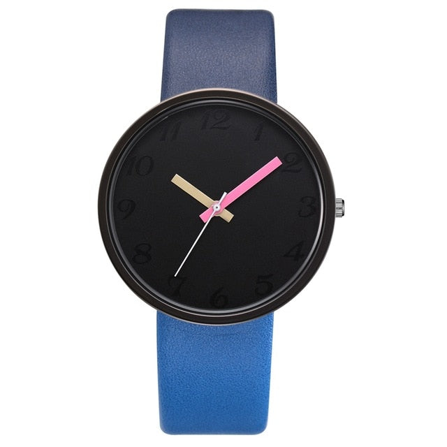 Relogio Feminino Quartz Contrast Leather Watch for Women