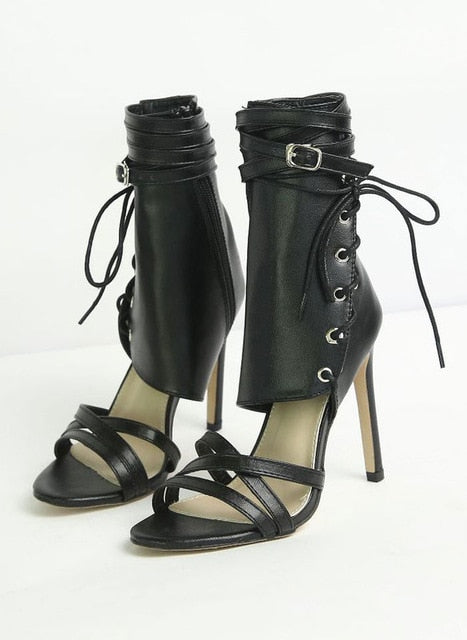 Roman Buckle Strap High Heels Peep Toe Gladiator Sandals for Women