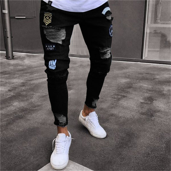 Biker Skinny Slim Straight Stylish Ripped Denim Jeans Pant