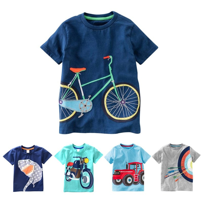 Summer Casual Short Sleeve Cotton T-Shirt for Boys | Toddler Car Print T-Shirt for Boys