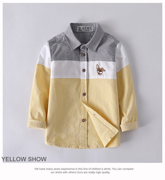 Kung Fu Ant Mixed Color European Style Full Sleeve Casual Boys Shirt