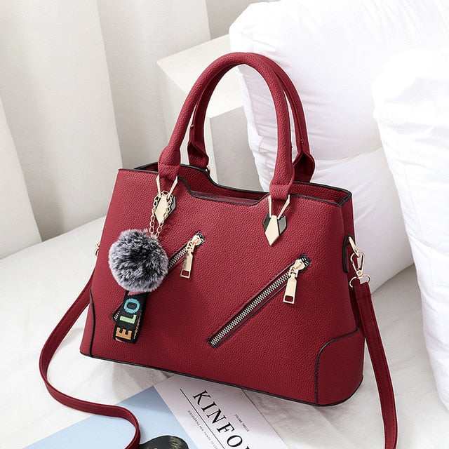 Lychee Zipper Single-Shoulder Handbag